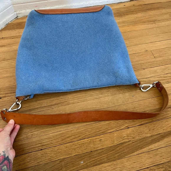 Lefrac Handmade Italian Wool Shoulder Bag Purse - Picture 3 of 9